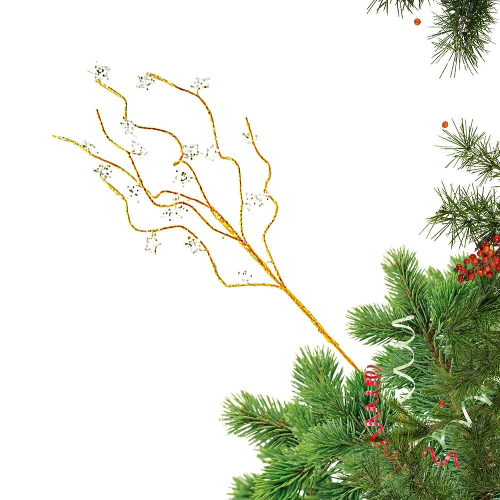Christmas Glitter Stems – Golden Tree & Wreath Ornaments