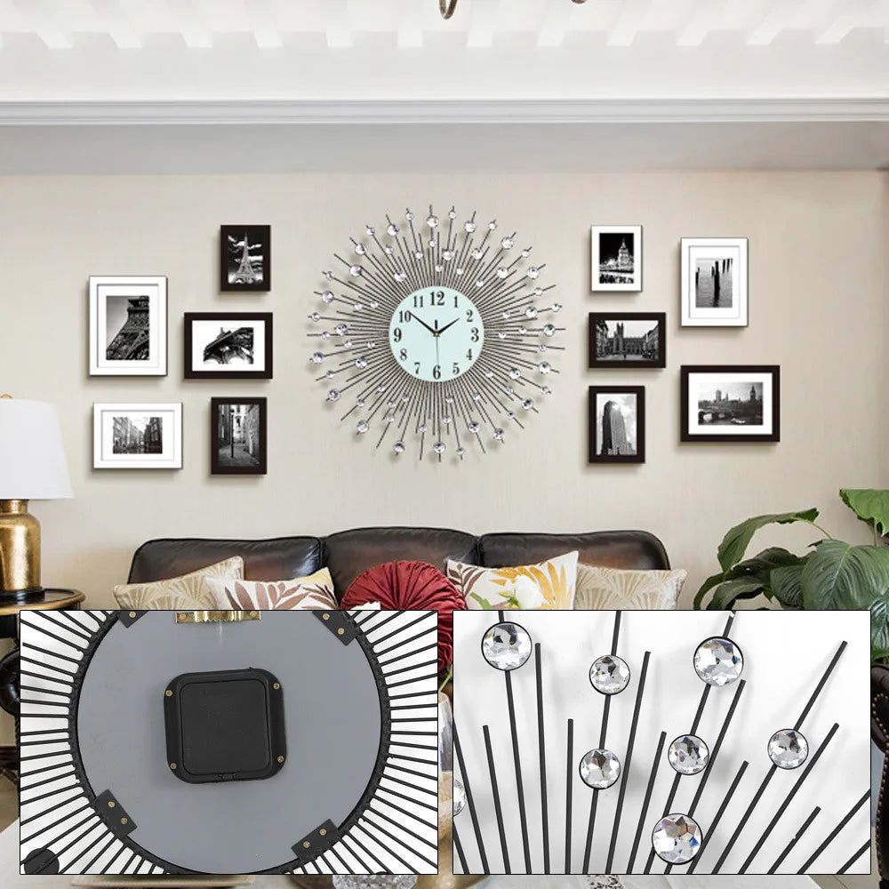 Luxury 3D Metal Sunburst Wall Clock