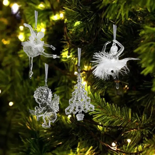 Crystal Angel & Dancing Girl Christmas Ornaments – Elegant Acrylic Pendant Decorations