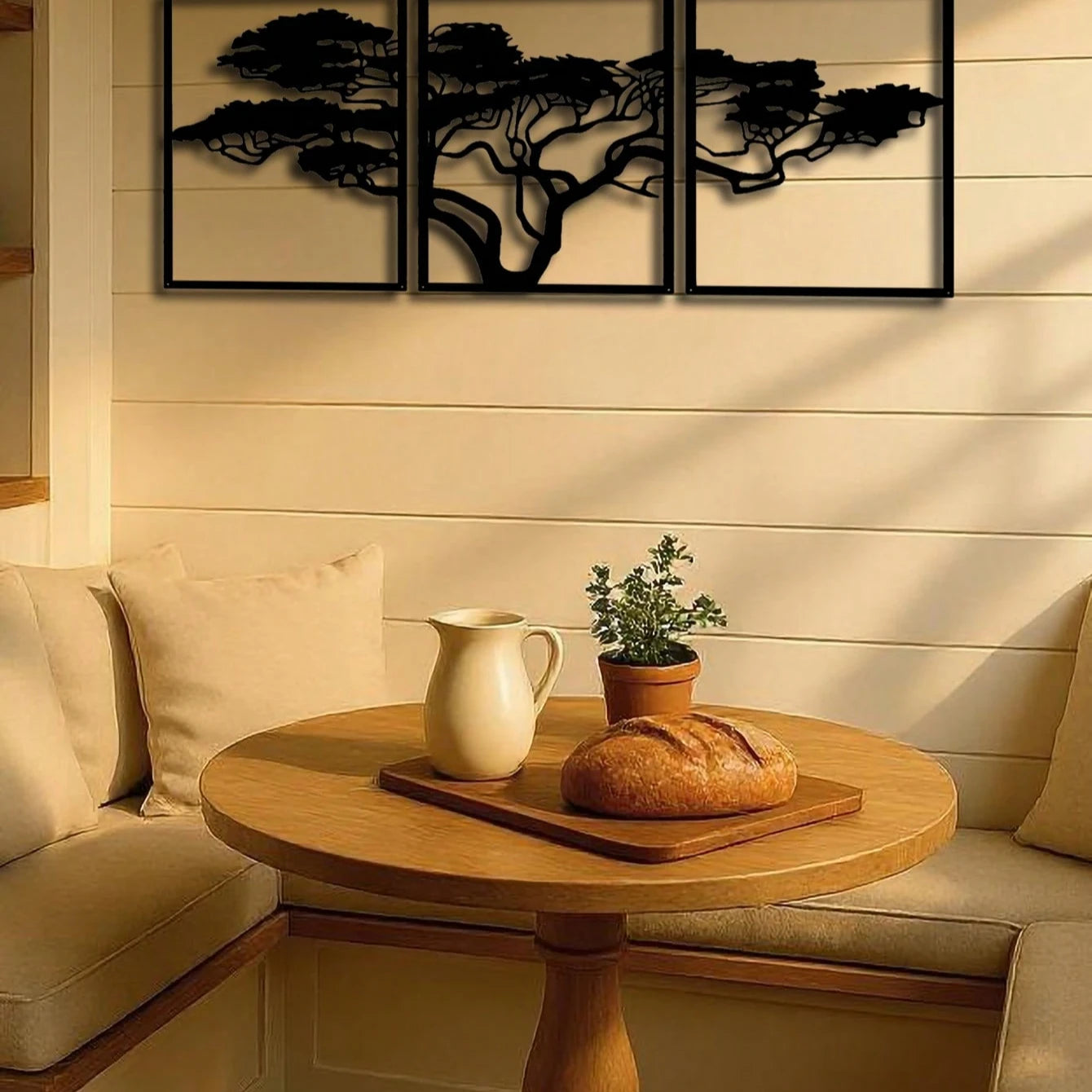 Handmade African Baobab Tree Metal Wall Art – Tribal Boho Tree of Life Sculpture for Living Room or Bedroom