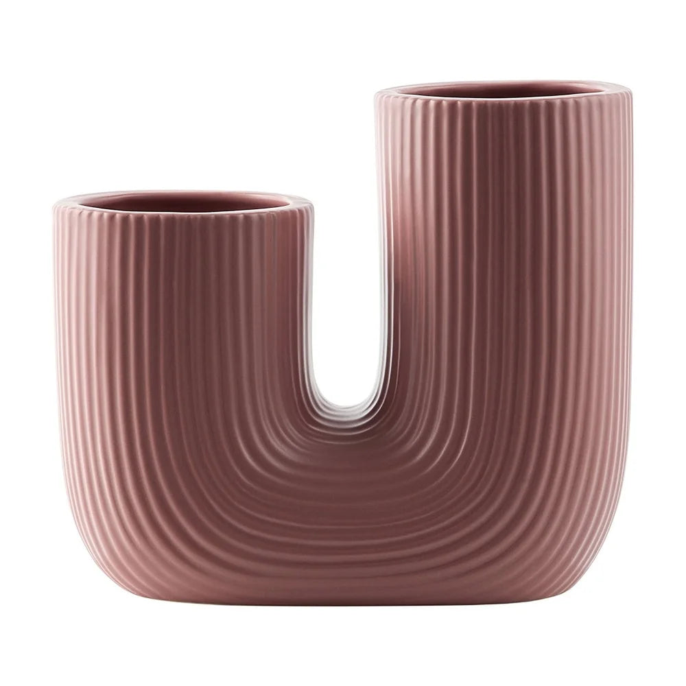 Fluted U-Shaped Ceramic Vase – Modern Decorative Accent for Home & Office