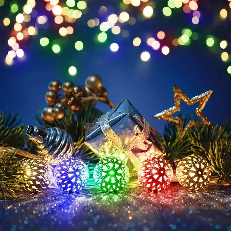 Solar Moroccan Metal String Lights – Colorful Outdoor Fairy Lights for Holidays