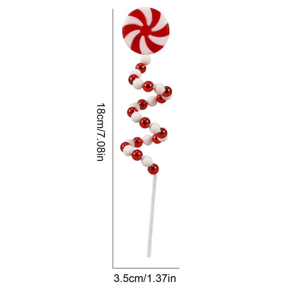 Christmas Candy Cane Tree Picks – Red & White Lollipop Holiday Decorations
