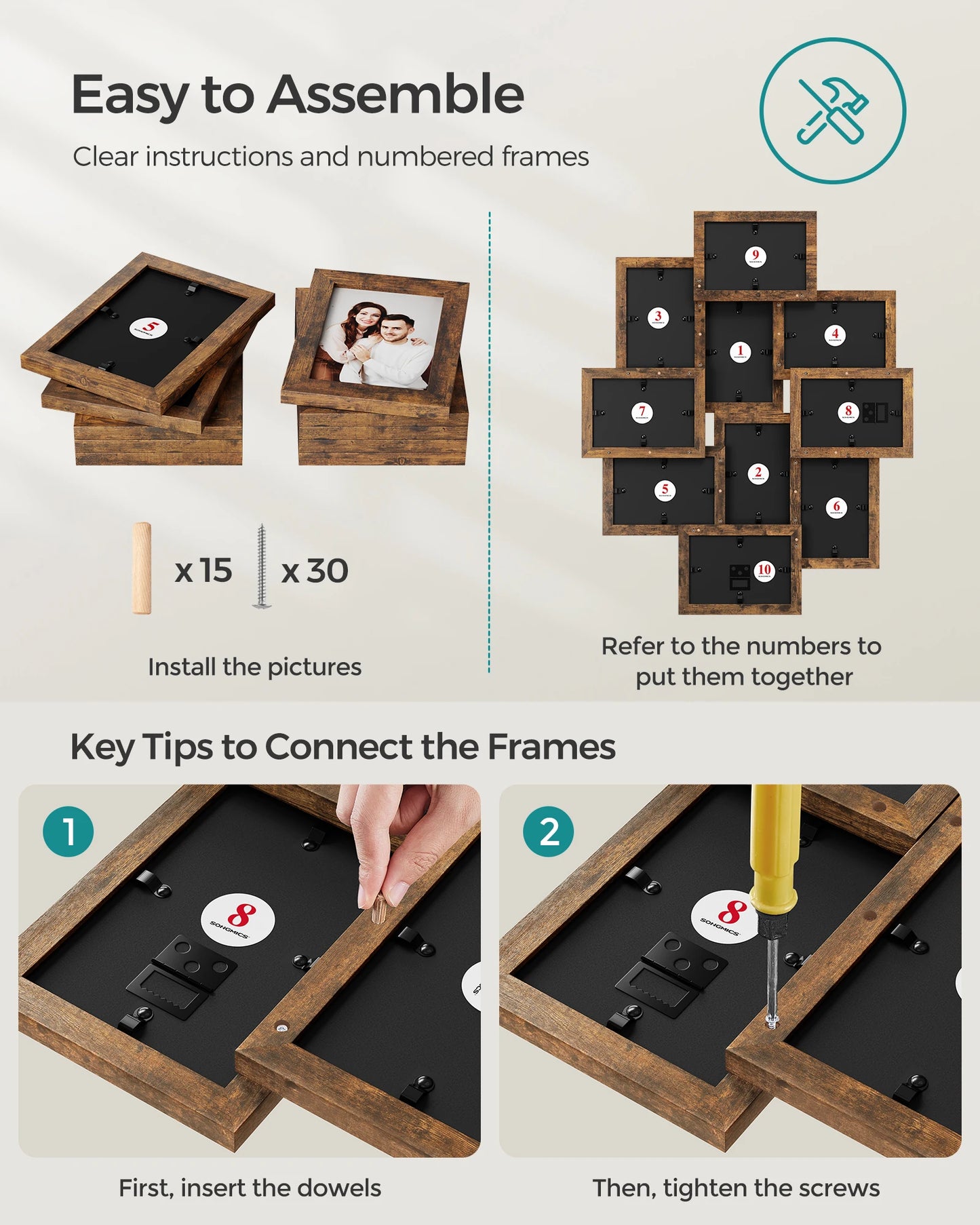 10-Pack Collage Picture Frames for Wall – Rustic 4x6 Photo Frame Set