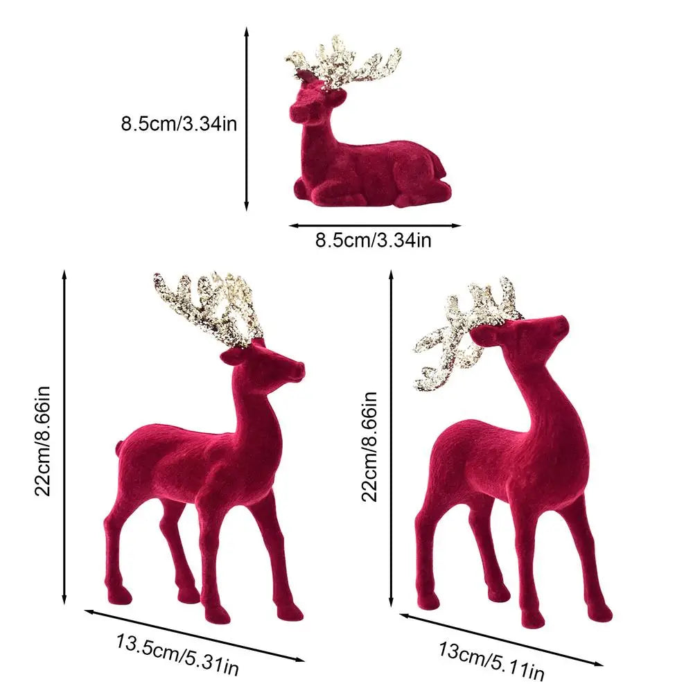 3PCS Retro Reindeer Christmas Decorations – Festive Elk Figurines