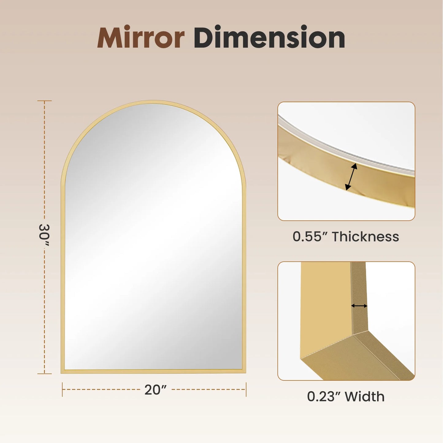 Arched Metal Framed Wall Mirror