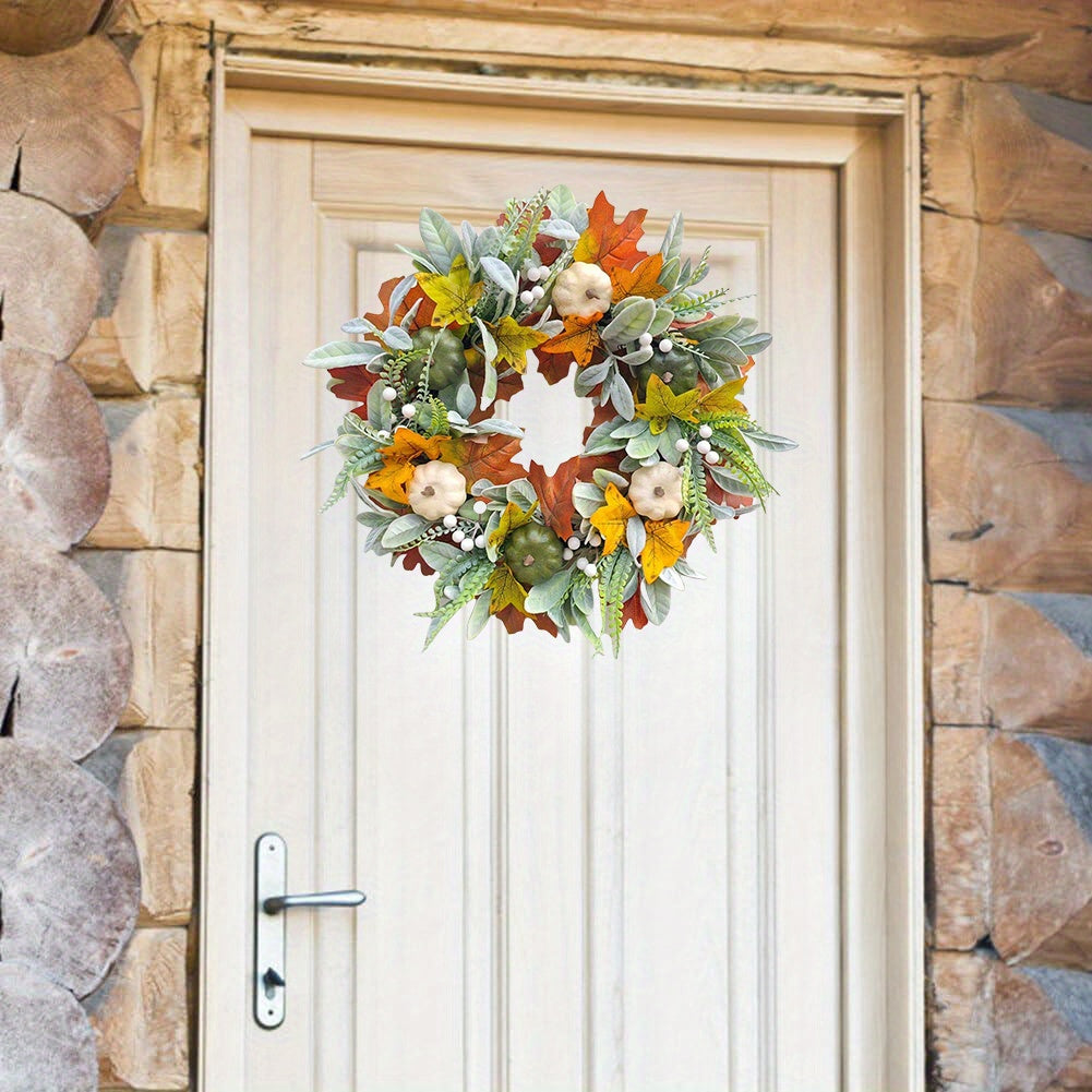 Thanksgiving Autumn Harvest Pumpkin Wreath – Rustic Front Door Welcome Decor