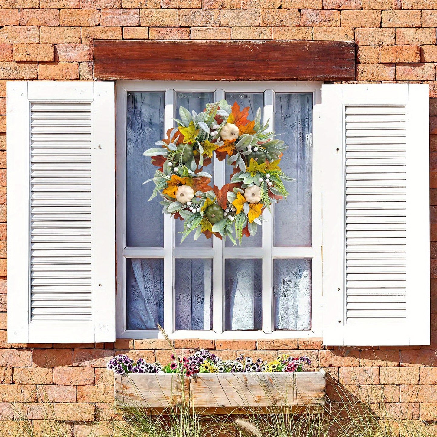 Thanksgiving Autumn Harvest Pumpkin Wreath – Rustic Front Door Welcome Decor