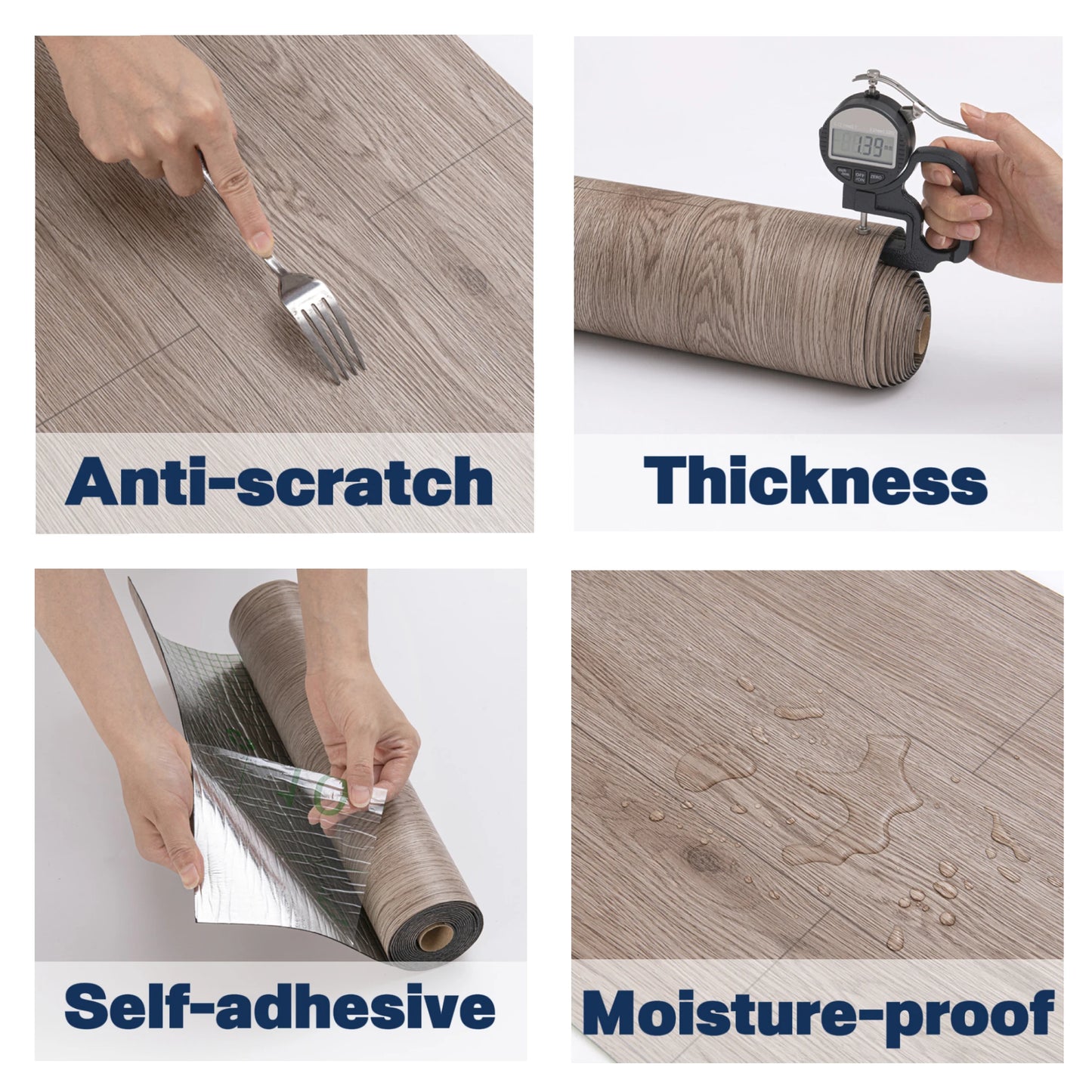 NINETAI Peel and Stick Vinyl Floor Tile Rolls – 2 Pack Wood Grain Flooring 25.8 Sq.Ft