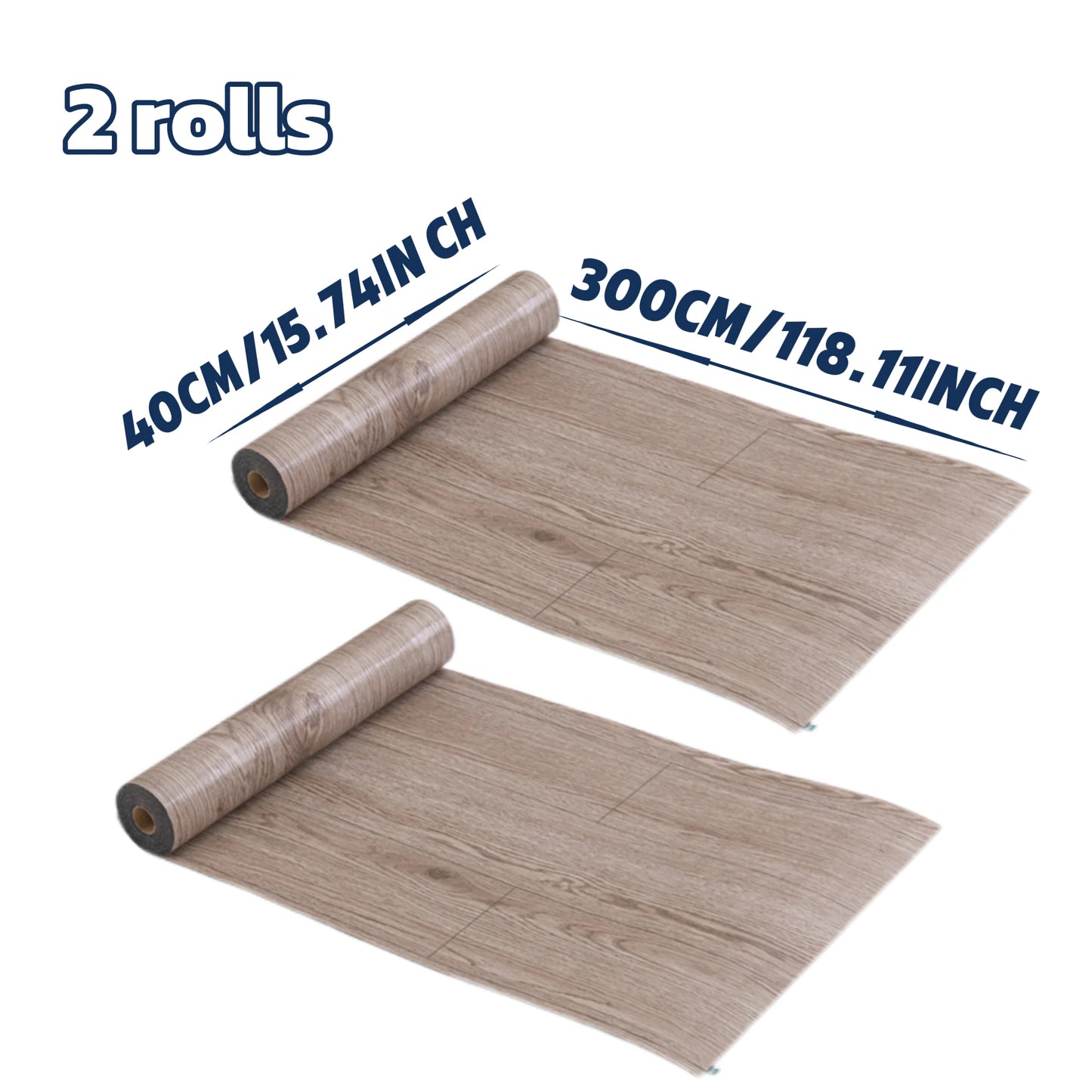NINETAI Peel and Stick Vinyl Floor Tile Rolls – 2 Pack Wood Grain Flooring 25.8 Sq.Ft