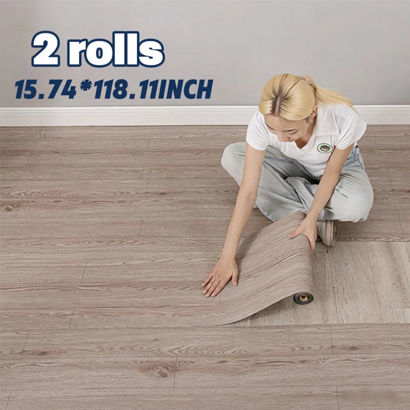 NINETAI Peel and Stick Vinyl Floor Tile Rolls – 2 Pack Wood Grain Flooring 25.8 Sq.Ft
