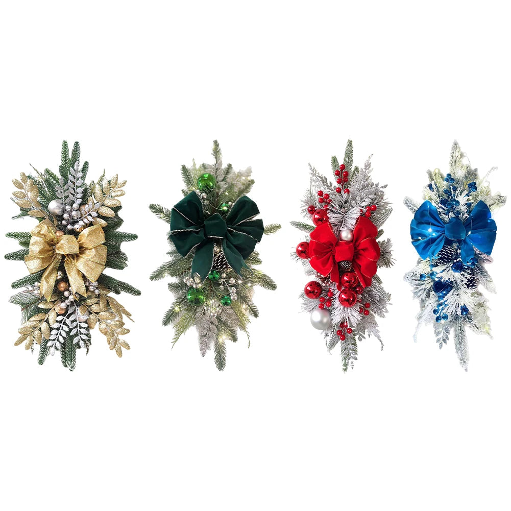 Christmas Swag Wreath with/without Lights – Festive Door & Window Garland Decoration