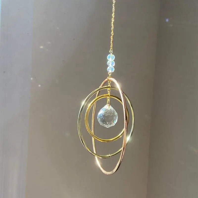 Crystal Moon Suncatcher – Hanging Rainbow Prism Wind Chime