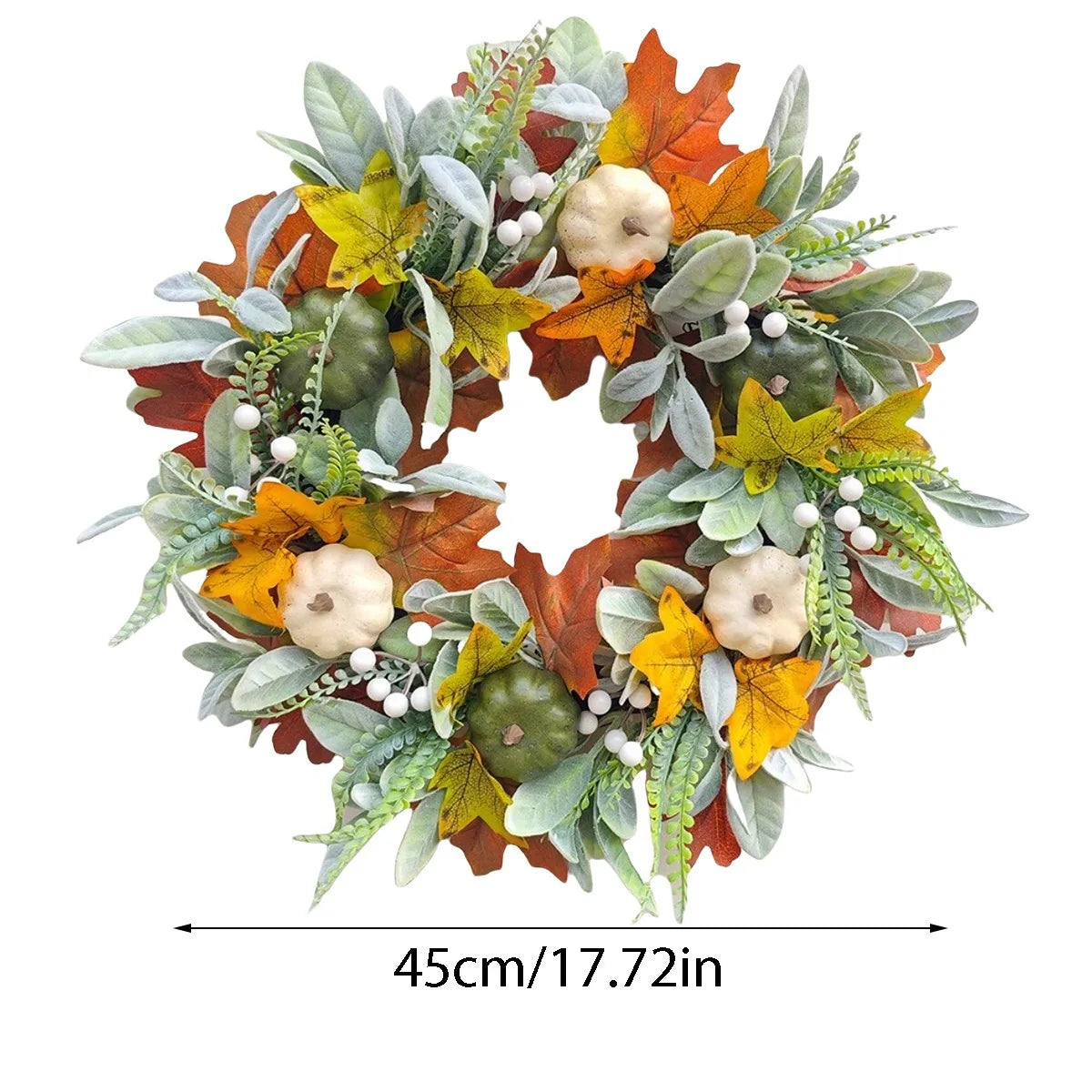 Thanksgiving Autumn Harvest Pumpkin Wreath – Rustic Front Door Welcome Decor