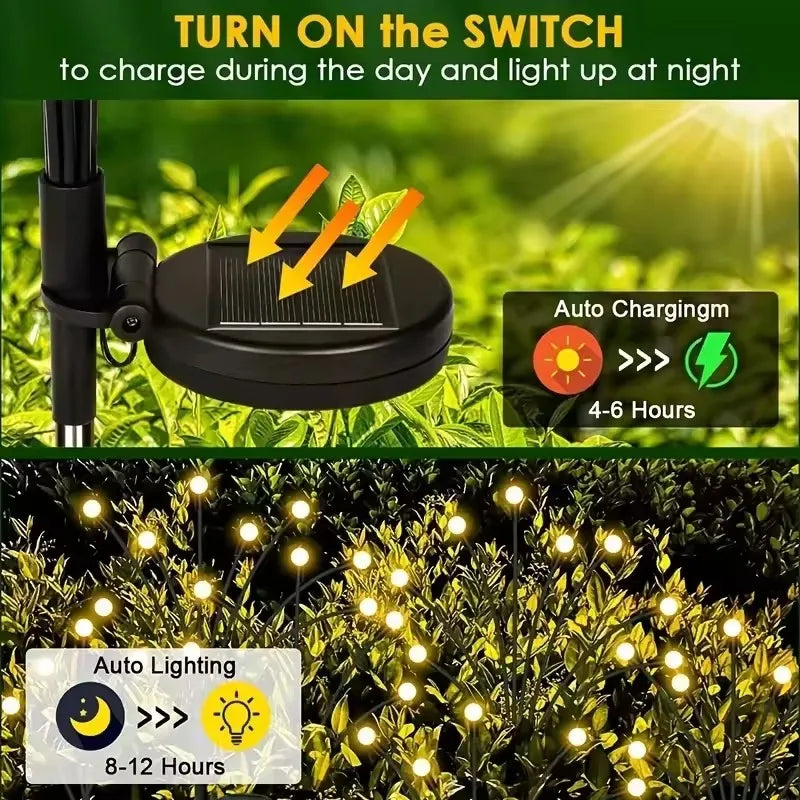 10-LED Solar Firefly Garden Lights – Waterproof Outdoor Swaying Pathway Decoration