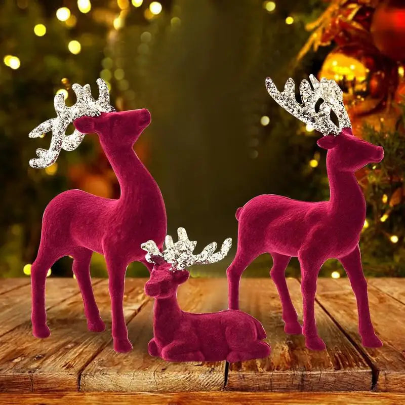 3PCS Retro Reindeer Christmas Decorations – Festive Elk Figurines