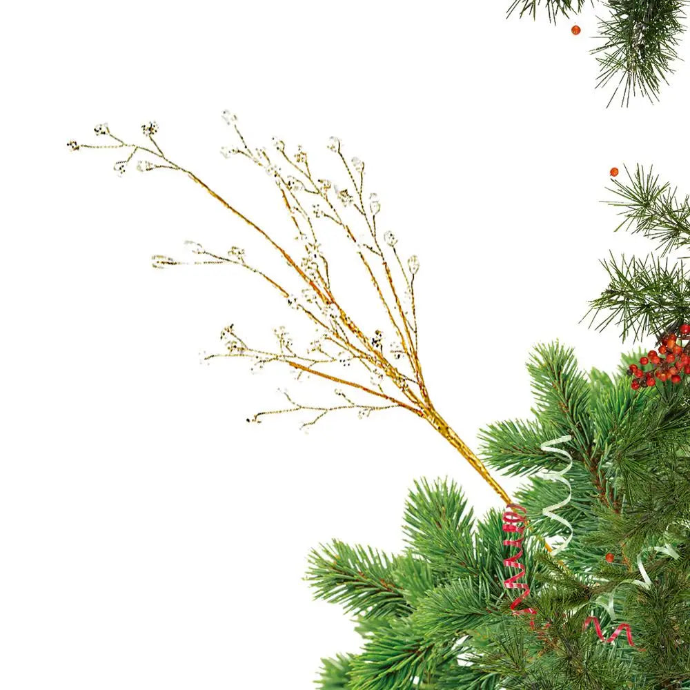 Christmas Glitter Stems – Golden Tree & Wreath Ornaments