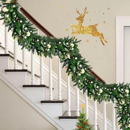 6FT Light Up Christmas Garland with Pine Cones & LED Lights