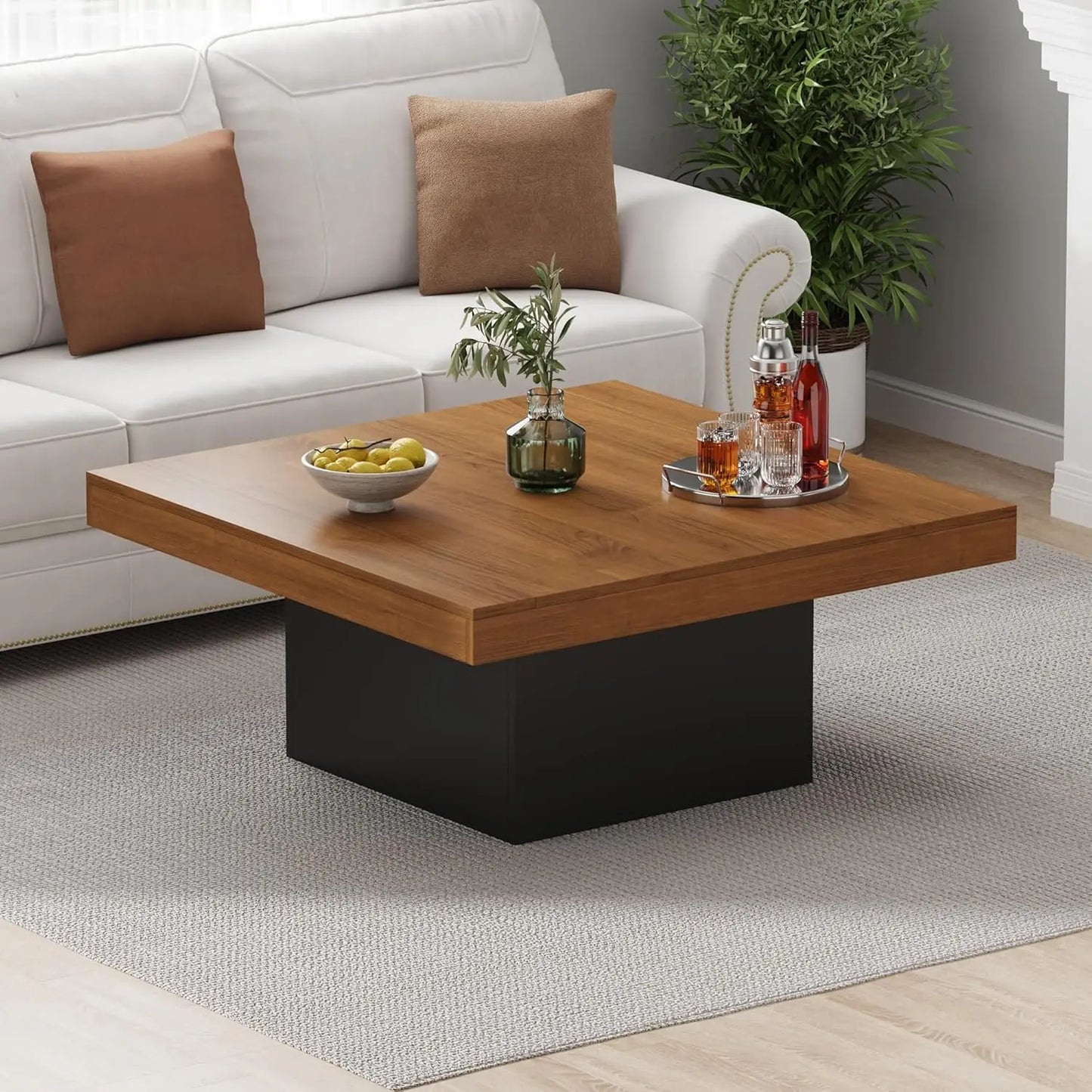 Modern LED Light Square Coffee Table for Living Room