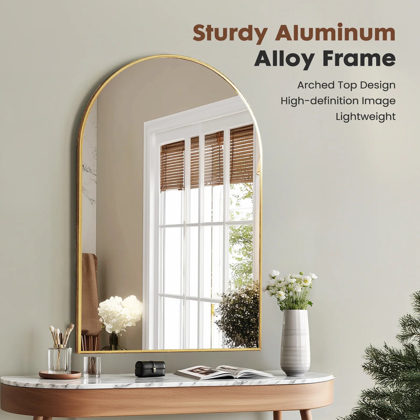 Arched Metal Framed Wall Mirror