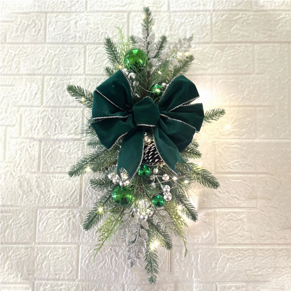 Christmas Swag Wreath with/without Lights – Festive Door & Window Garland Decoration