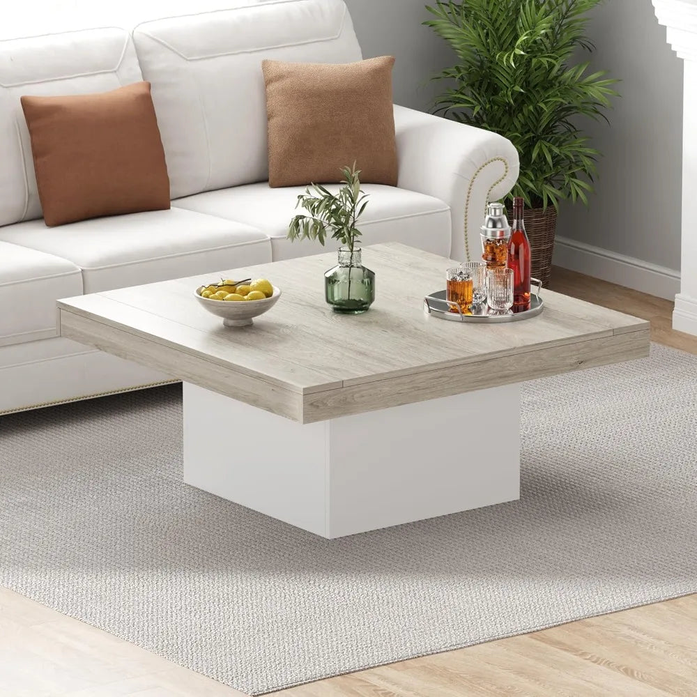 Modern LED Light Square Coffee Table for Living Room