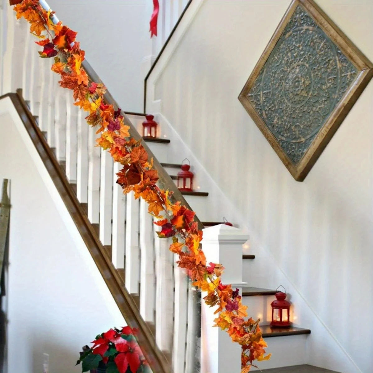 2-Pack Artificial Maple Leaf Garland – 11.8ft Fall Autumn Decoration