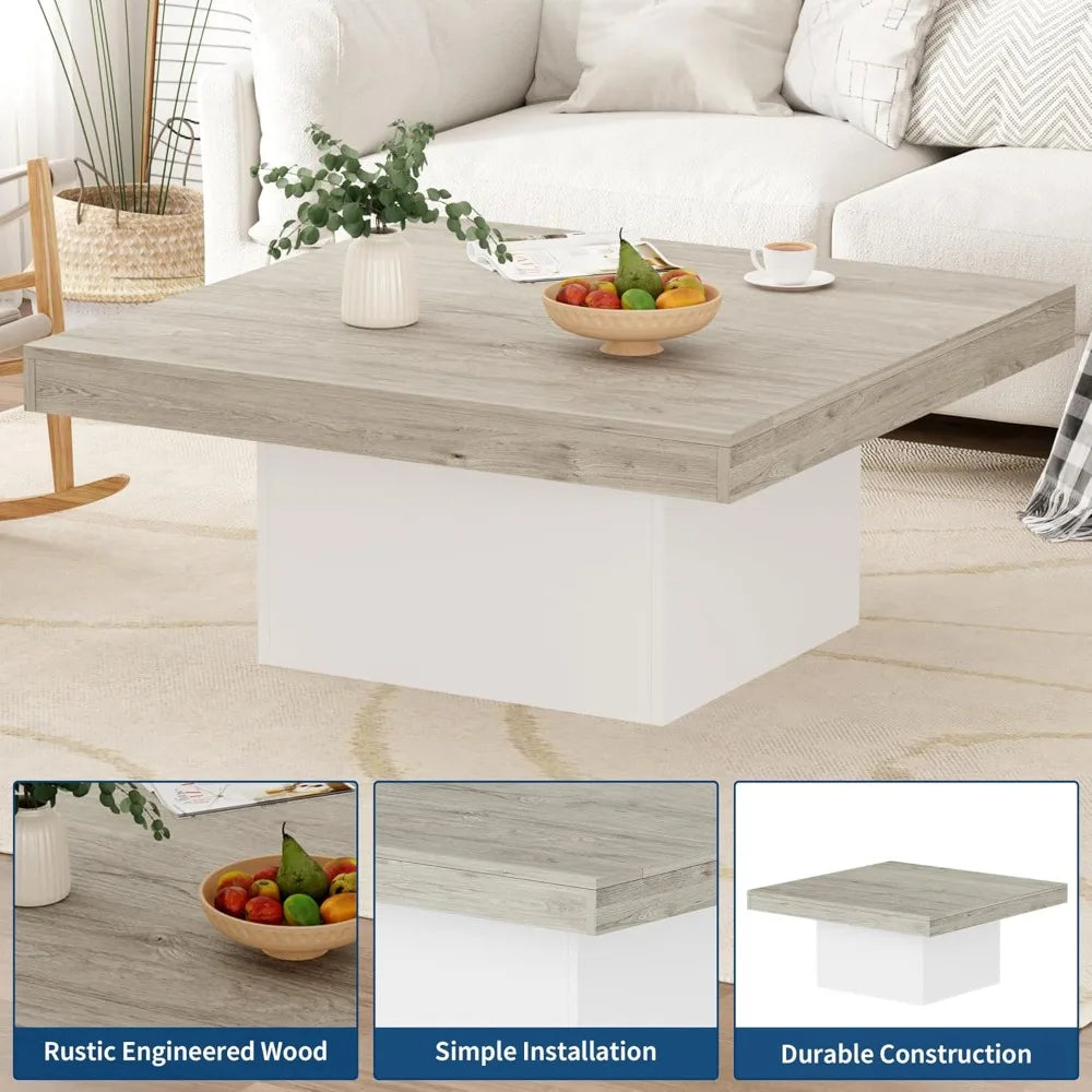 Modern LED Light Square Coffee Table for Living Room