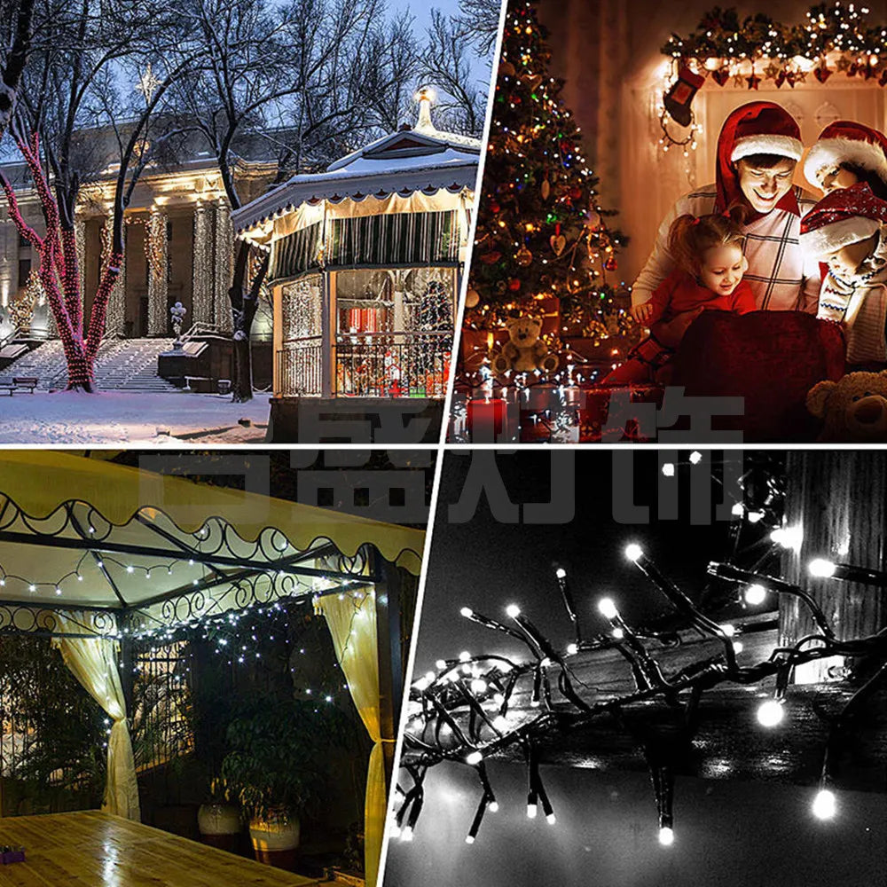 Solar LED Christmas String Lights – 8 Modes Waterproof Outdoor Fairy Lights