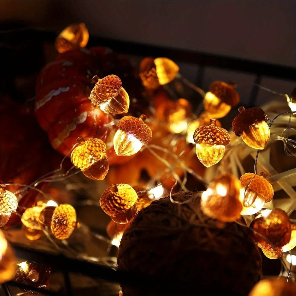 3D Acorn String Lights – Battery-Powered Thanksgiving & Christmas Decorative Lights