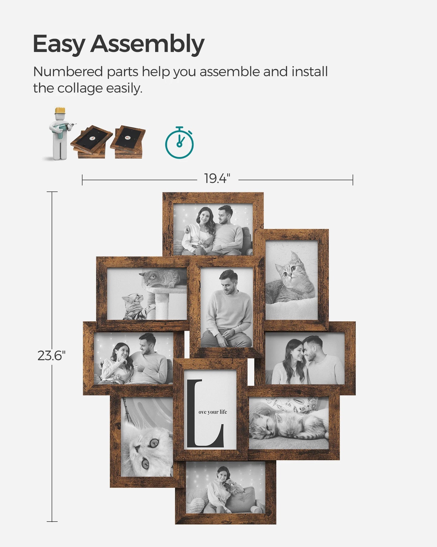 10-Pack Collage Picture Frames for Wall – Rustic 4x6 Photo Frame Set