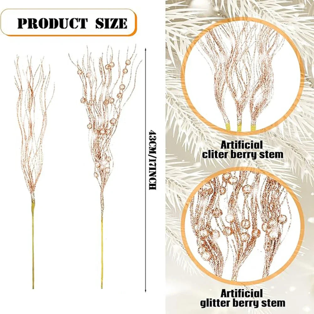 5Pcs Glitter Foam Berry Christmas Bouquet – Festive Artificial Floral Decoration