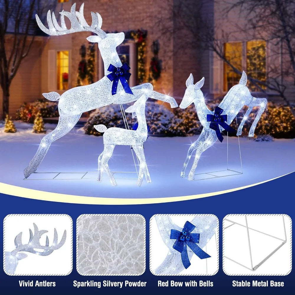 Lighted Christmas Reindeer Family Set – 3 Pieces with 255 LED Lights