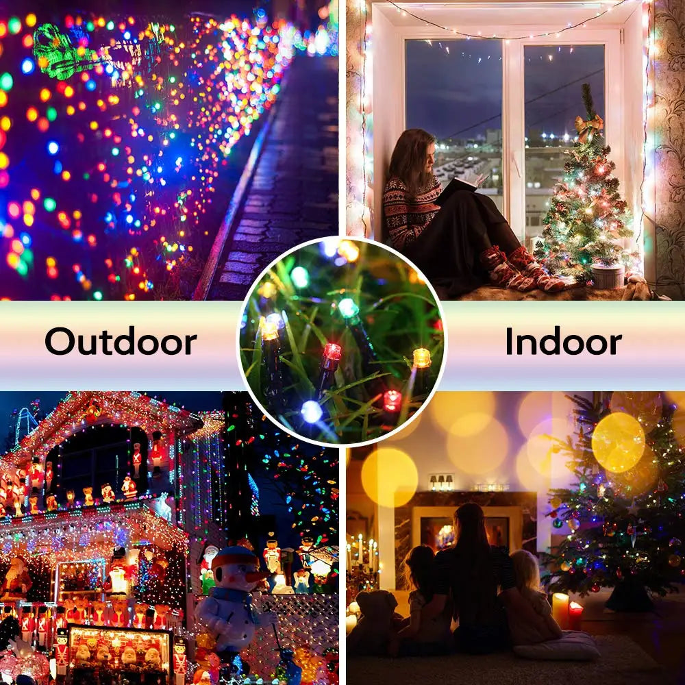 Solar LED Christmas String Lights – 8 Modes Waterproof Outdoor Fairy Lights
