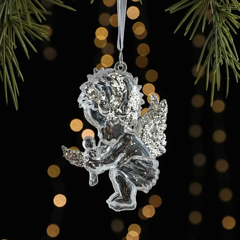 Crystal Angel & Dancing Girl Christmas Ornaments – Elegant Acrylic Pendant Decorations