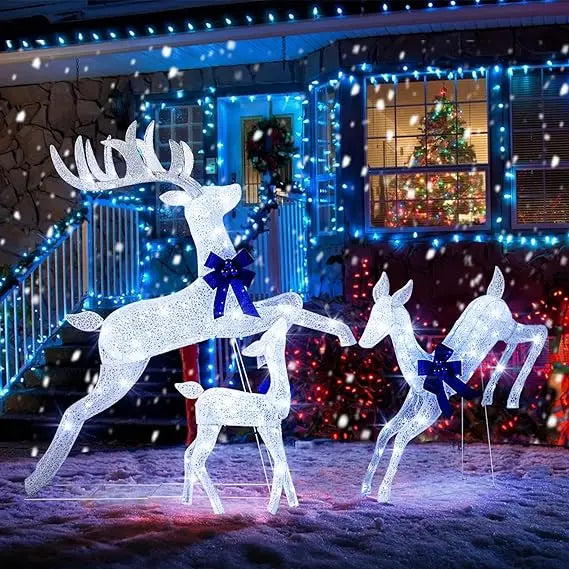 Lighted Christmas Reindeer Family Set – 3 Pieces with 255 LED Lights