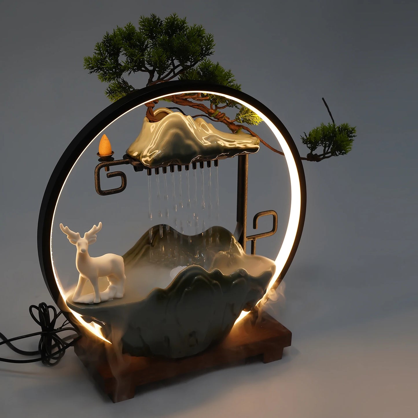 Indoor Tabletop Water Fountain with Mist and LED