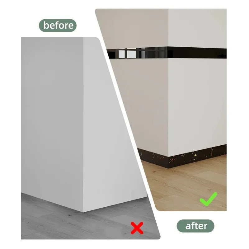 Self-Adhesive Skirting Board Wall Sticker – 5m x 10cm Flexible Foam Trim Tape