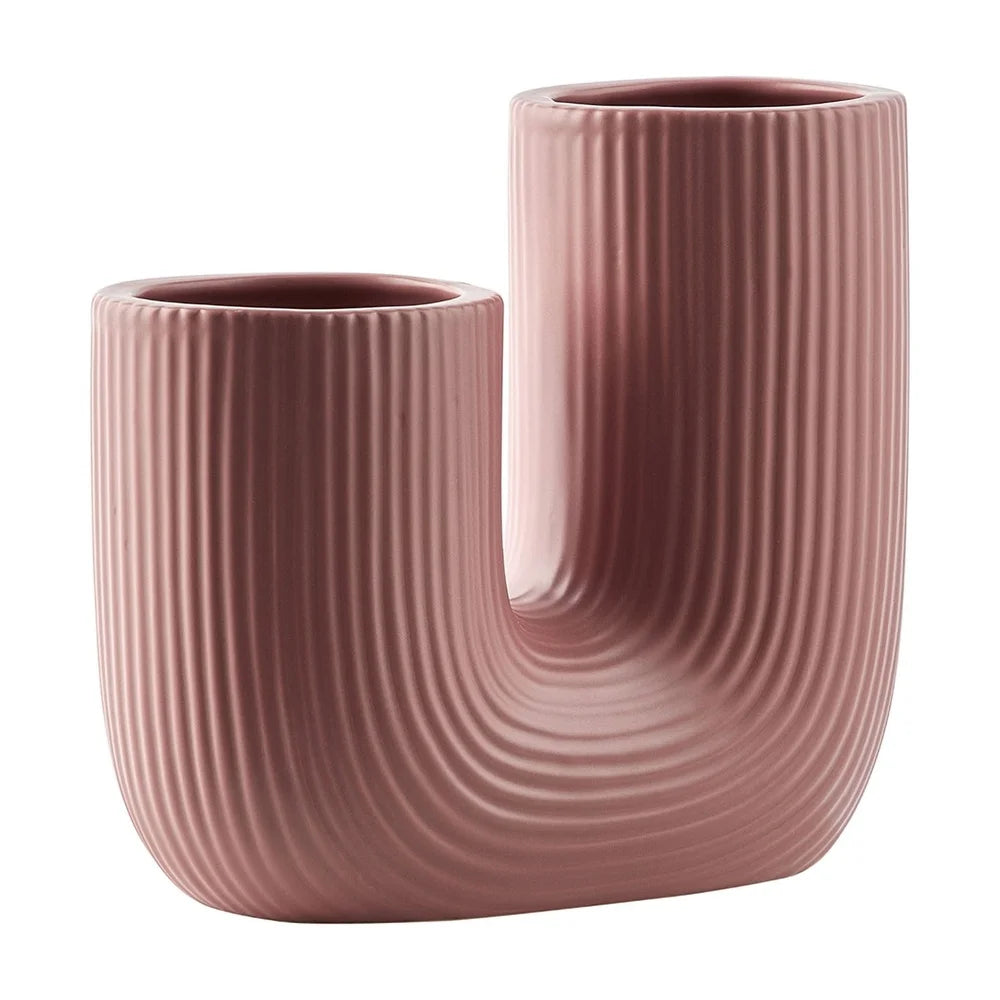 Fluted U-Shaped Ceramic Vase – Modern Decorative Accent for Home & Office