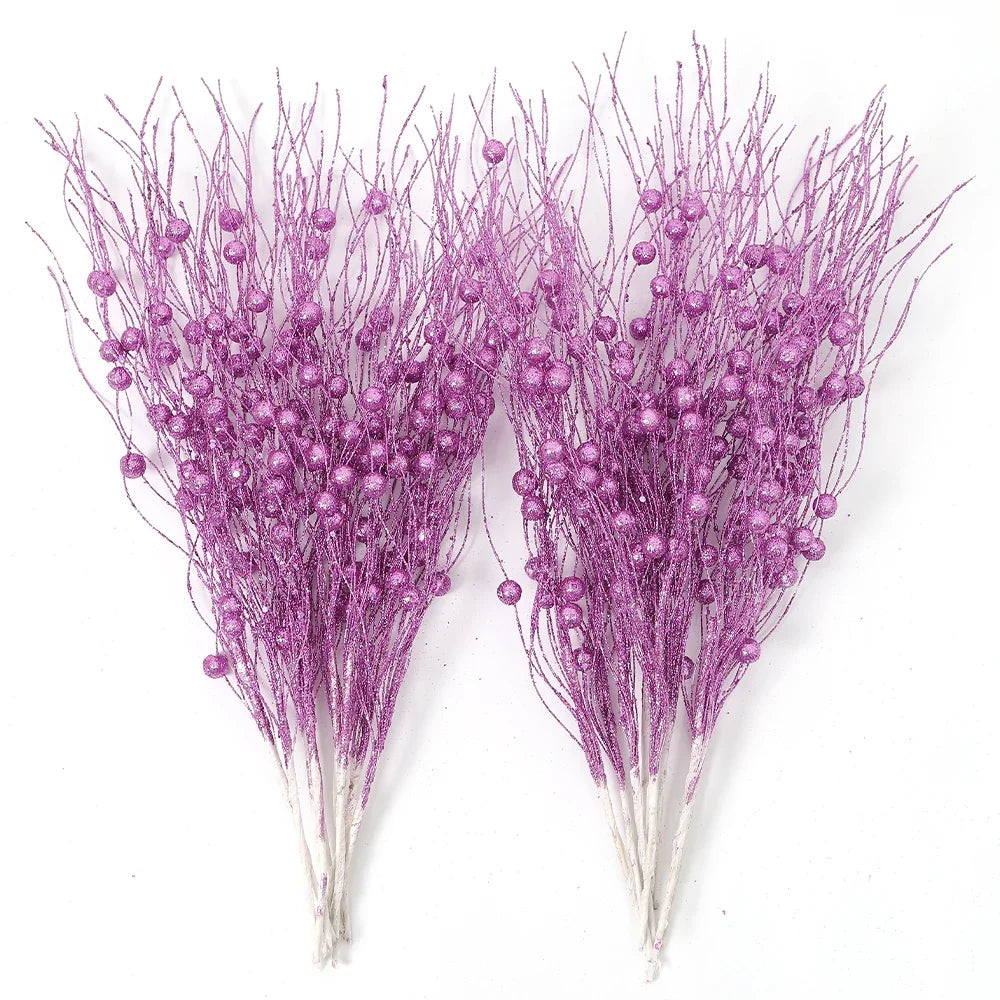 5Pcs Glitter Foam Berry Christmas Bouquet – Festive Artificial Floral Decoration