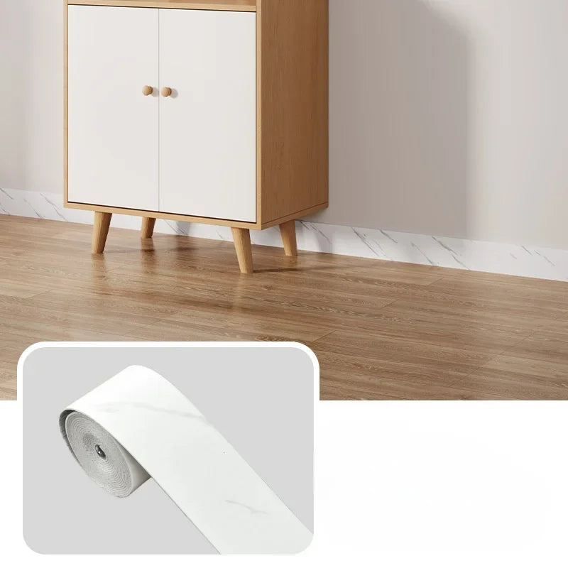 Self-Adhesive Skirting Board Wall Sticker – 5m x 10cm Flexible Foam Trim Tape