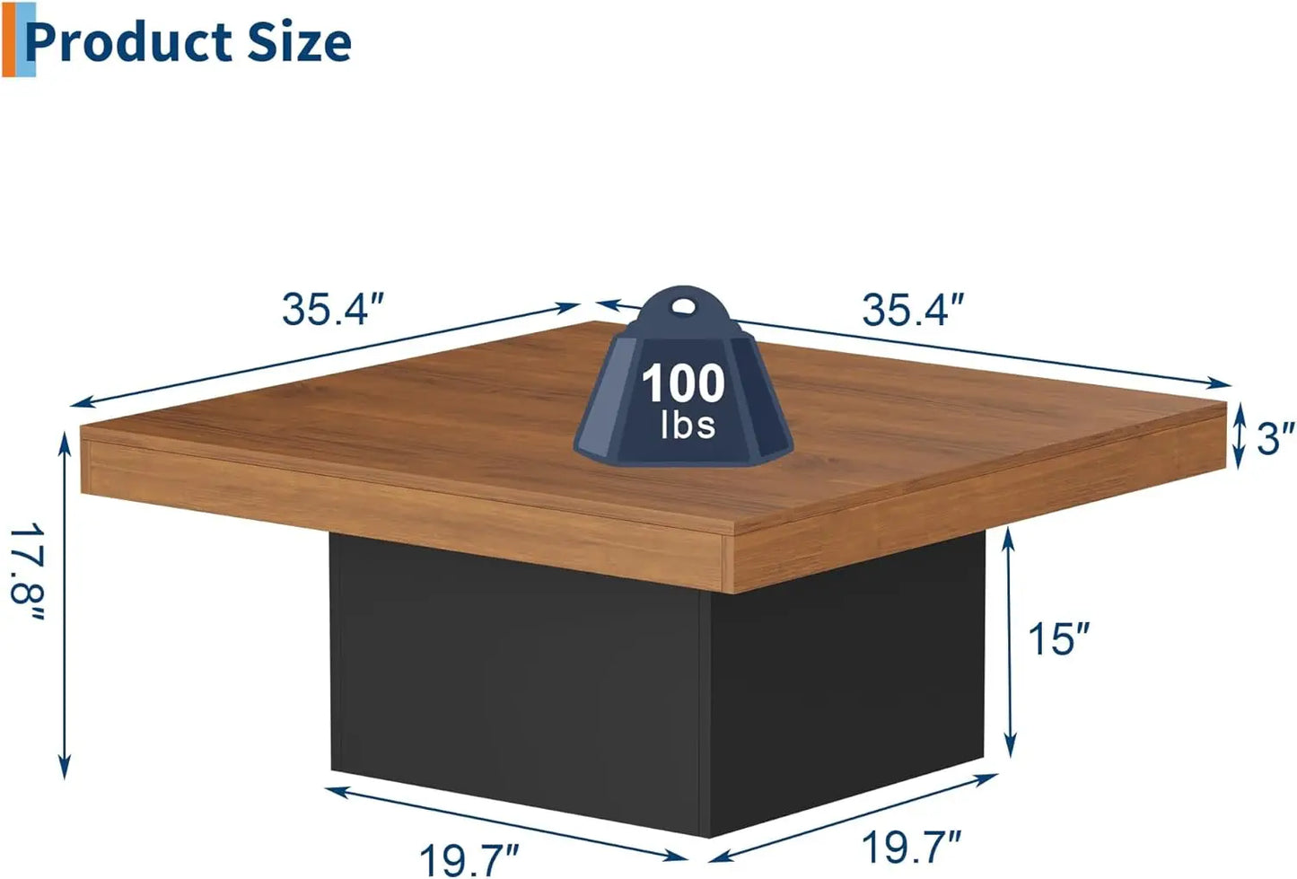Modern LED Light Square Coffee Table for Living Room