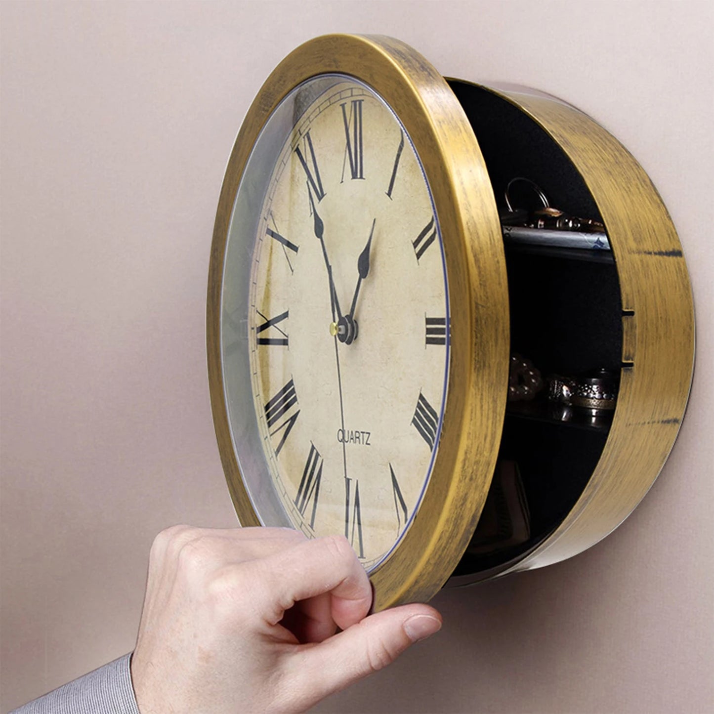 Hidden Storage Wall Clock with Secret Compartment