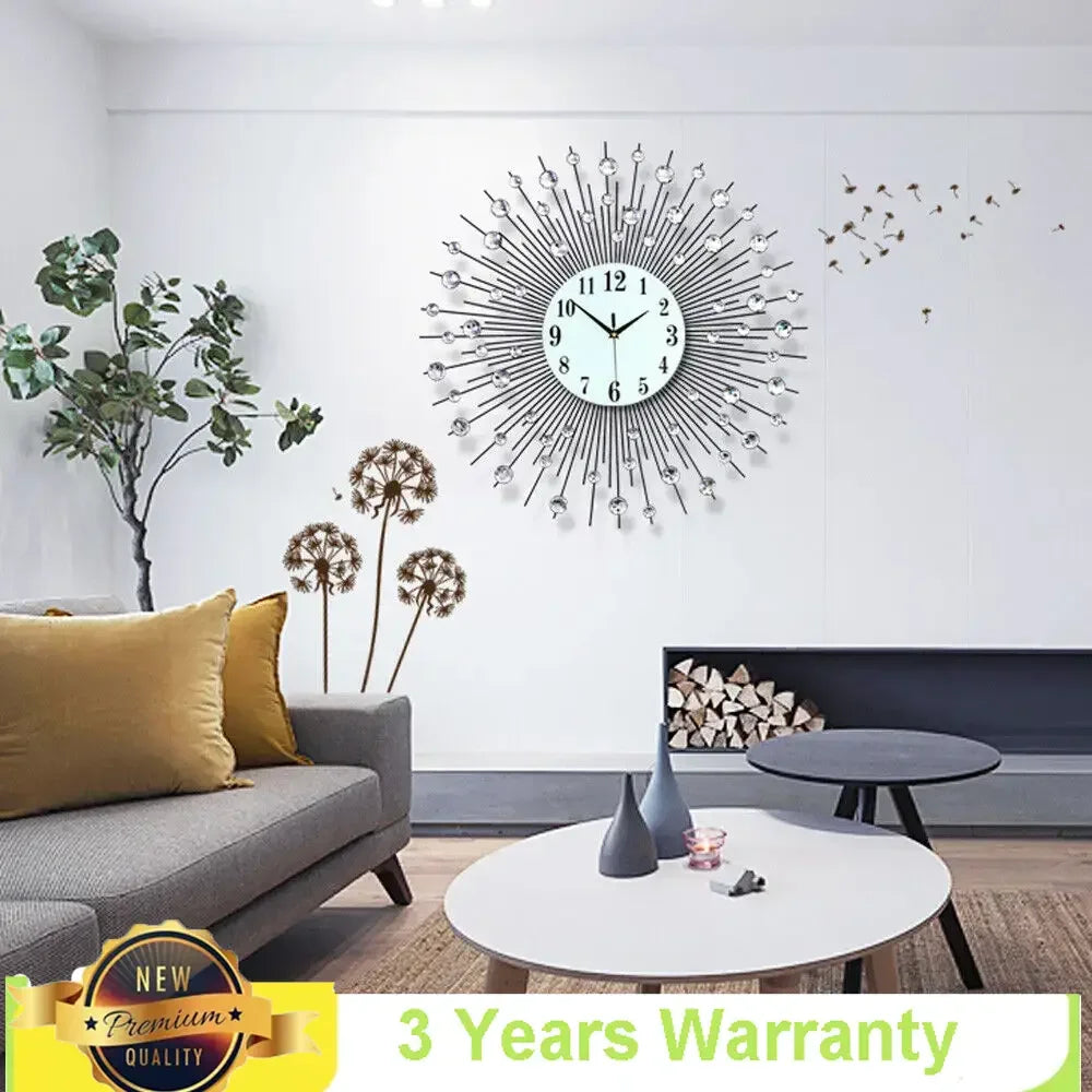 Luxury 3D Metal Sunburst Wall Clock