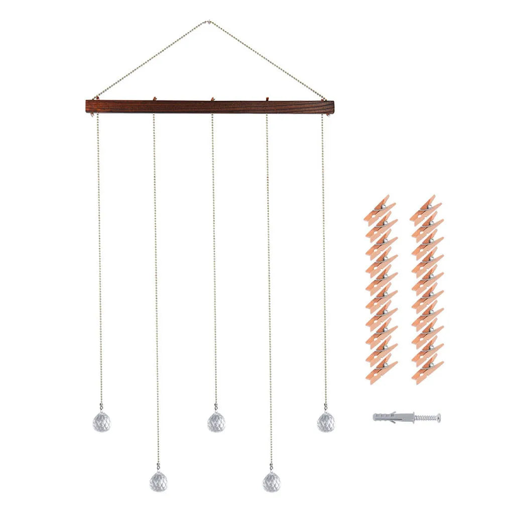 DIY Hanging Photo Display Frame – Rustic Wicker & Crystal Wall Decor