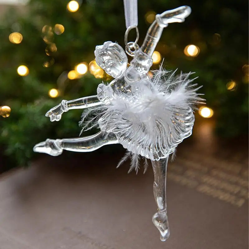 Crystal Angel & Dancing Girl Christmas Ornaments – Elegant Acrylic Pendant Decorations