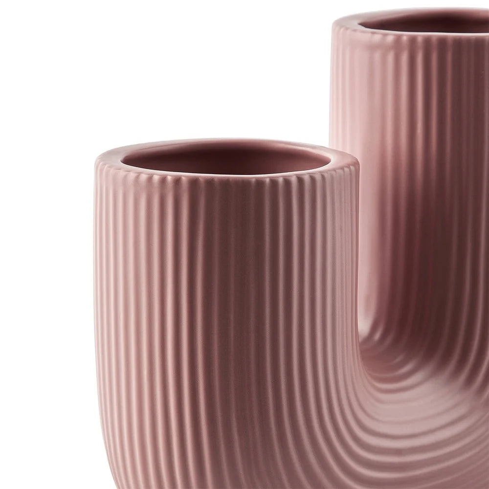 Fluted U-Shaped Ceramic Vase – Modern Decorative Accent for Home & Office