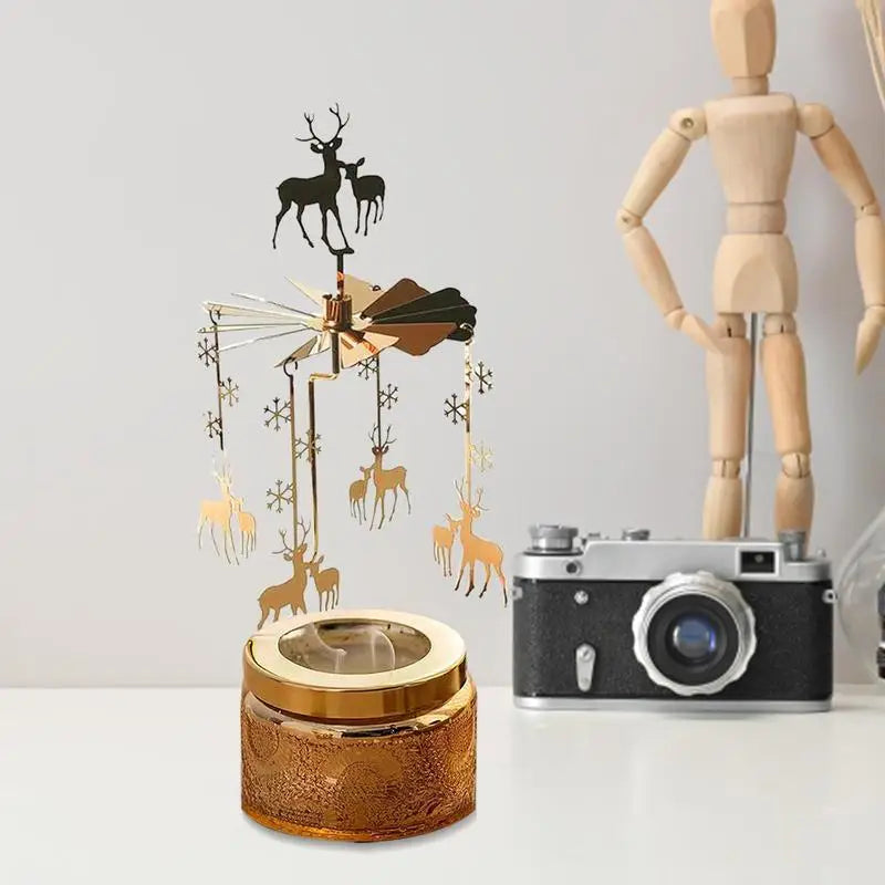 Thermal Rotating Candle Holder – Stainless Steel Carousel Candlestick for Table & Event Decor