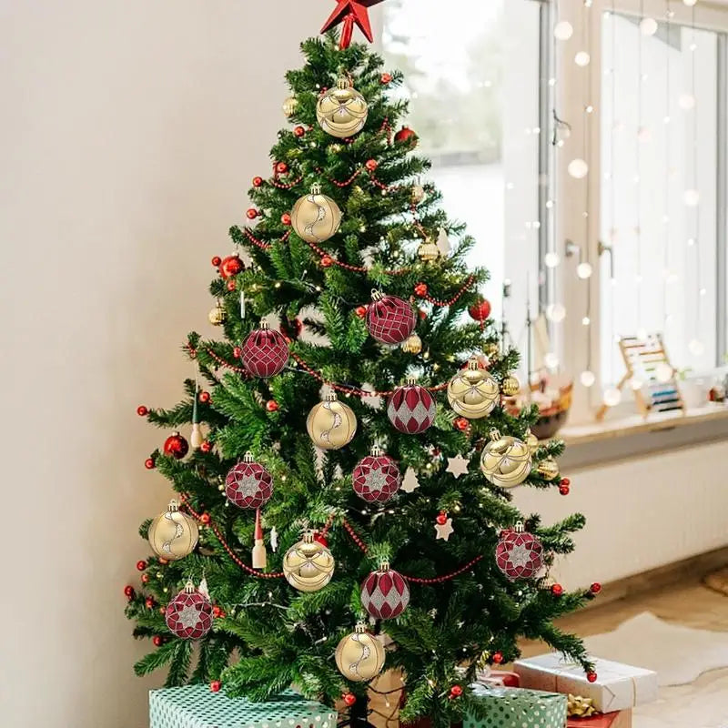 16PCS Christmas Tree Ball Ornaments – Bright Painted Decorations