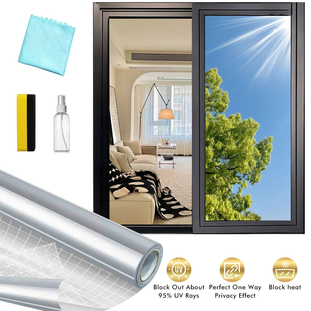 One Way Window Privacy Film – Reflective Anti-UV Sun Blocking Vinyl Glass Sticker